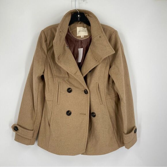 Thread & Supply Women’s Button Front Camel Pea Coat size M - Picture 1 of 4